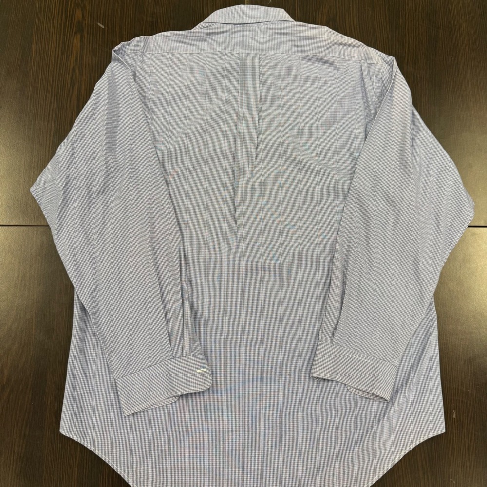Ralph Lauren Yarmouth Shirt Mens 16 34/35 Blue‎ Micro Check Excellent Cotton LS - Picture 2 of 8